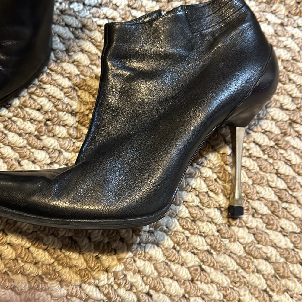 Sexy Gucci ankle boots 6.5 black leather booties heel - Picture 5 of 12